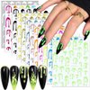 12 Sheets Halloween Nail Art Stickers Bloody Nail Decals 3D Self-Adhesive Nail Art Supplies Gold Water Drop Fluorescence Nail Stickers Halloween Nail Designs for Halloween Party Decoration