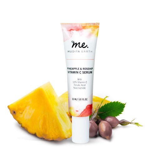 Mudita Earth Pineapple and Rosehip Vitamin C and Niacinamide Serum - Organic Vitamin C E Ferulic ...