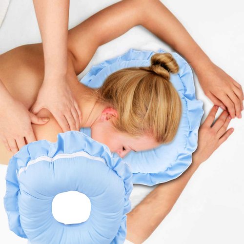 zjchao Polyester Face Relax Pillow, Spa Salon Massage Hollowed Rest Pillow Nap Fake Eyelashes and Adhesives for Home for False Eyelashes & Adhesives Beauty Salon(Blue)