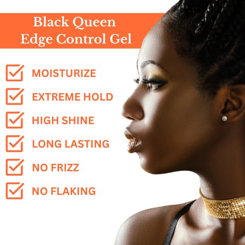 Black Queen Carrot Oil Edge Control Gel - Extreme Hold for Edges, Braids, Locs, and Twists - Unscented, Made in USA - Perfect for 4C Hair - (Pack of 1, 4.5 oz)