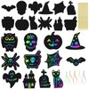 Dohia Halloween Scratch Paper Crafts Halloween Magic Rainbow Scratch Paper Off Cards Set Hanging Educational Toys Kit Halloween Party Supplies Birthday Gift D1-WSJGH