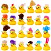 VercanMonth 24 Pcs Rubber Ducks Bath Toys with Wig and Blue Flower Sunglasses, Tiny Funny Rubber Ducks Bulk Cruise Ducks for Bath Shower Birthday Gifts Summer Pool Cruise Party Favors, Random Style
