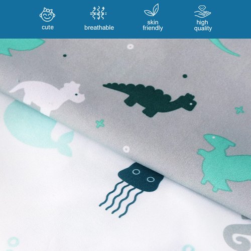 Changing Pad Cover for Boys Girls 2 Pack, Comfy & Breathable Changing Table Cover for 32''x16" Changing Table Pads, Diaper Changing Pad Cover, Dinosaurs & Ocean