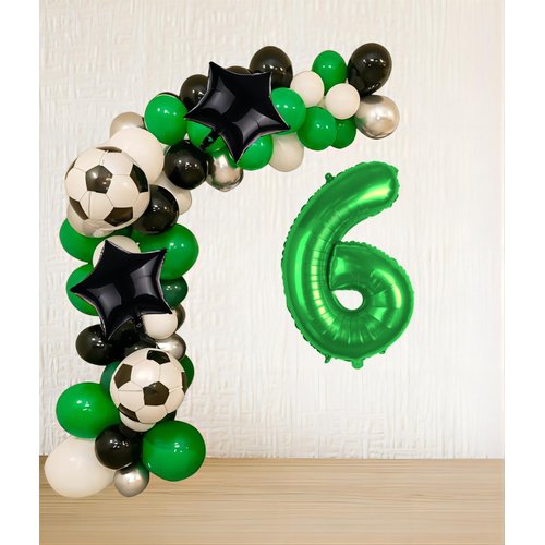 Kwuz Soccer Balloons 6th Birthday Decoration for Boys, Soccer Birthday Party Supplies World Cup Soccer Sports Theme Birthday Party Decorations Supplies Favors Anniversary Decor Mylar Green 6 Balloon