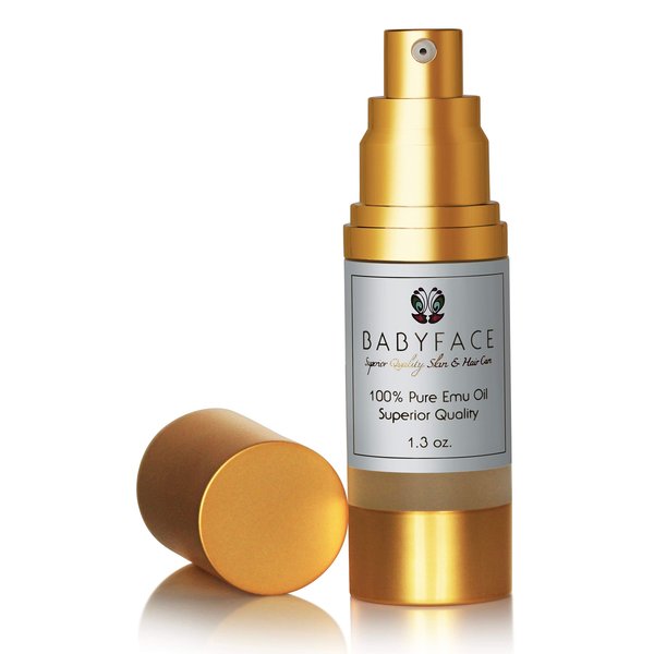 Babyface Emu Oil - Premium Grade for Dry Skin, Rashes, Sensitive Eye Cream, Anti-Aging, Tattoo Care, Bug Bites, 1.3 oz
