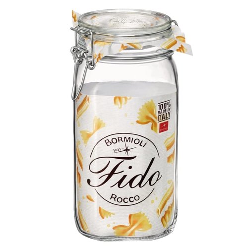 Bormioli Rocco - 11381000725 Fido Clear Glass Jar with 85 mm Gasket, 1.5 Liter KC74556