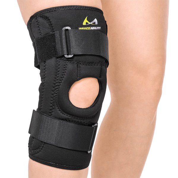BraceAbility Patella Stabilizing Chondromalacia Knee Brace - Patellofemoral Pain Syndrome U-Shaped Stabilizer Supports Sides of Kneecap for Patellar Tendonitis, Torn Meniscus, Arthritis Support (L)