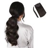 HOTBANANA Ponytail Extension, 22 Inch Ponytail Extension Human Hair Clip in Wrap Around Ponytail Hair Piece Dark Brown Long Straight Remy Human Hair Extension 90g