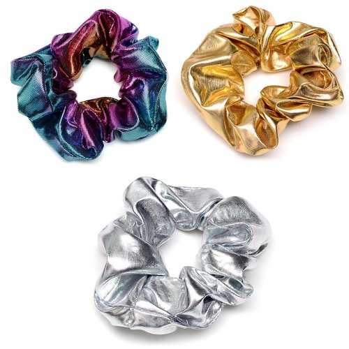 ACCGLORY Shiny Scrunchies Metallic Hair Bands Elastic Hair Ties Set Glitter Ponytail Holder Soft ...