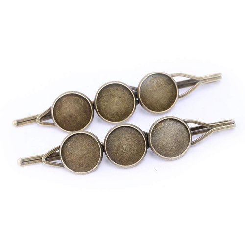Reidgaller 20pcs Antique Bronze Fit 12mm Cabochon Hair Clip Base Setting Trays Diy Bezel Blanks For Hairclip Hair Pin Making