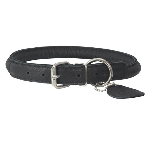 Genuine Leather Rolled Dog Collar 15"-18" Neck Size, Chow Chow, Collie, Labrador