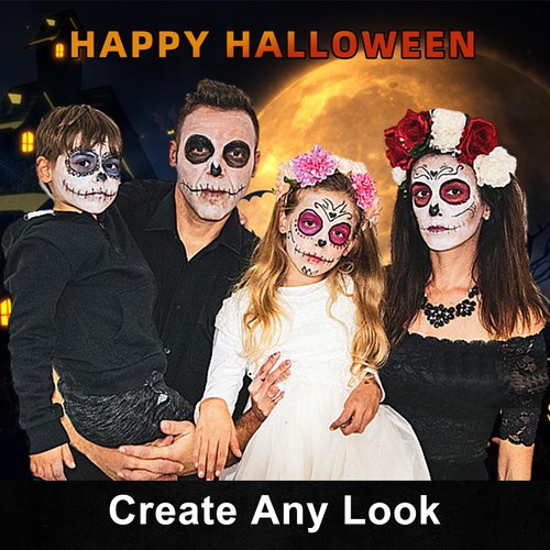 White Black Face Body Paint,Halloween Clown Makeup Kit with 2 Brushes,Professional White Black Face Body Painting Kit for Clown, Joker, Theater, Cosplay, Costume, SFX Make-up