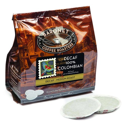 Baronet Coffee Pods [DECAF Colombian -54 Pods] Single Cup Use Like Senseo Coffee Pods-3 Bags of 18 Single Serve 8 Gram Pods, Regular Strength Soft Coffee Pods, Medium Roast [DECAF Colombian]
