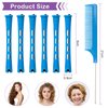 Coolrunner Hair Perm Rods Set, 60PCS Blue Plastic Curler Perming Rods with Steel Pintail Comb, DIY Hair Curler Styling Tools for Hairdressing Hair (0.9cm)