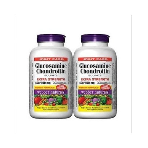Webber Naturals Glucosamine 500mg and Chondroitin 400mg Sulfate Twin Pack, 300 Count (Pack of 2)