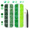 qiipii Green Resin Rhinestones for Crafting 3mm 4mm 5mm Flatback Fresh Green Emerald Green Jelly Stones Non-Hotfix Gems Diamonds Crystals Charms for Nails Eyes Face Makeup Tumblers Bottles DIY Crafts