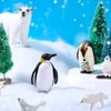 19 Pcs Arctic Animals Figurines Set Includes 9 Polar Animals Figurines 6 Mini Pine Trees 1 Foam Boards 1 Fake Snow Blanket 2 Blue Tissue Paper