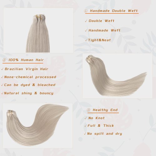 OiMiGO Straight Clip in Hair Extensions Real Human Hair 100% Unprocessed Brazilian Virgin Hair 70g Ice White Clip ins Extensions for Women 5pcs Per Set (12 Inch, ice white)