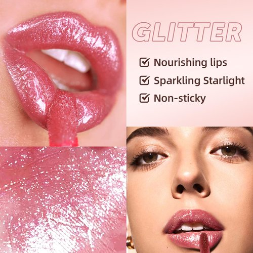 Easilydays Hydrating Shimmer Lip Gloss, Sliver Moisturizing Lip Stain, Long Lasting Waterproof Coating Tint, High Shine Pearl Lip Gloss Glossy Overcoat Lipstick Lip Glaze (02)