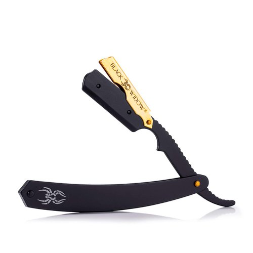 Professional Straight Edge Razor - Compatible with Straight Razor Edge for Barber - By Black Widow (1.5mm) (Gold)
