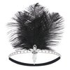 SWEETV 1920s Headpiece Crystal Rhinestone Hair Band, Roaring 20s Great Gatsby Black Feather Flapper Headband
