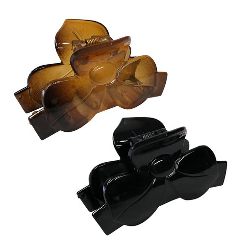 2 Pcs Medium Hair Claw Clips 3.15 Inch Non Slip Hair Strong Catch Plastic Barrettes 2 Color Jaw Hair Clamps Clip Up and Ponytail Hold Fashion Styling Accessories for Girls Women