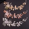 Teyglen Flower Bride Wedding Hair Comb Bridal Silver Leaf Pearl Side Hair Comb Handmade Gold Silver Leaf Rhinestone Hair Pieces Hair Accessories for Women Flower Girls Bridesmaid (Silver)