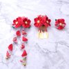 Lurrose 3pcs Japanese Kimono Flower Hair Clips Tassel Hair Hairpins Japanese Style Traditional Kimono Hair Barrettes Hair Accessories for Women (Red)