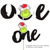 Rsstarxi 1 Pack Grinch First Birthday Cake Topper Glitter Merry Grinchmas One Cake Pick Decorations for Christmas Theme Baby Shower Kids 1st Birthday Party Supplies Black