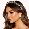 Firuilo Baroque Wide Headbands Black Rhinestones Hairband with Beaded Hair Ties Crystal Pearl Hair Hoop for Women (Type A)