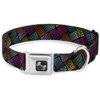 Dog Collar Seatbelt Buckle Halftone Blocks Charcoal Pinks Greens Orange Yellow 18 to 32 Inches 1.5 Inch Wide