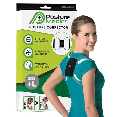 PRIMEKINETIX PostureMedic Dynamic Posture Brace for Neck,Upper,and Lower Back Support -For Enhanced Shoulder Alignment &Posture Improvement- L(Silver)