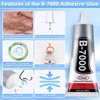 Cludoo B7000 Glue Clear with Precision Tip, 2pcs 130ml / 4.4 Fl Oz B7000 Rhinestone Glue Fabric Glue with Rhinestone Dotting Pen Tool, Wax Pencil, Tweezer, Jewelry Glue for (2PCS,4.4 Fl Oz)