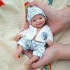 7" Micro Reborn Baby Dolls Silicone Full Body Baby Soft Skin Mini Realistic Newborn Baby Dolls Real Life Tiny Baby Doll with Feeding Accessories（Boy）