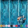 Crosize 3 Pack 3.3 x 9.9 ft Blue Foil Fringe Backdrop Curtain, Streamer Backdrop Curtains, Streamers Birthday Party Decorations, Tinsel Curtain for Parties, Galentines Decor