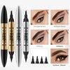 2 in 1 Eyebrow Microblading Pen, 2024 New 3D Microblading Eyebrow Pen Tattoo Pencil 4 Fork Tip, Waterproof Magic Microblading Eyebrow Pencil for Natural Makeup Last All Day - 9704#Black