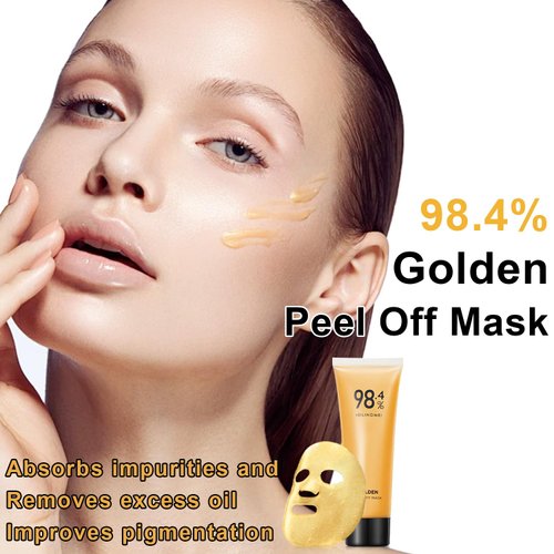 LemonSac Gold Peel Off Mask, 24k Gold Face Mask, 24K Gold Peel Off Mask, Anti-Aging Gold Face Mask for Moisturizing Removes Blackheads (1pcs)