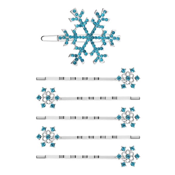 Lurrose 6pcs Snowflake Hairpins Crystals Bobby Pins Rhinestone Bridal Hair Clips Barrettes for Wedding Prom Pary
