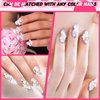50 Pcs 3D Acrylic Flower Nail Charms Flowers Star Nail Charm for Nail Gems and Rhinestones with Pearl Beads Crystals Nail Blossom Spring Nail Supplies for DIY (White, Flower Style)