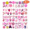 96 PCS Pink Preppy Bachelorette Princess Temporary Tattoos Theme Birthday Party Decorations Supplies Favors Decor Cute Girl Pastel Face Tattoo Stickers Gifts for Kids Girls Boys School Prizes Carnival