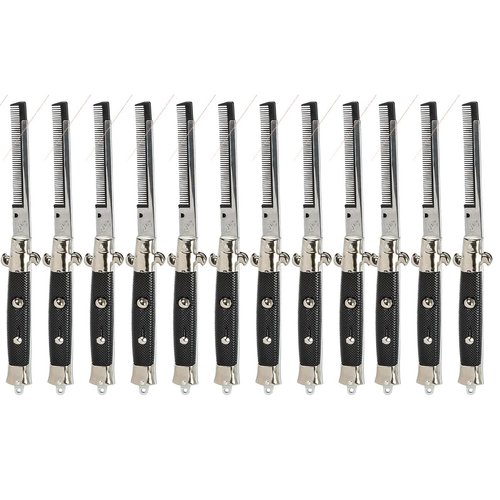Set of 12 Switchblade Combs - Fun Novelty Pocket Knife Comb - Retro Toy Gag Gift Funny Boys (BULK - SET of 12 Combs (1 Dozen))