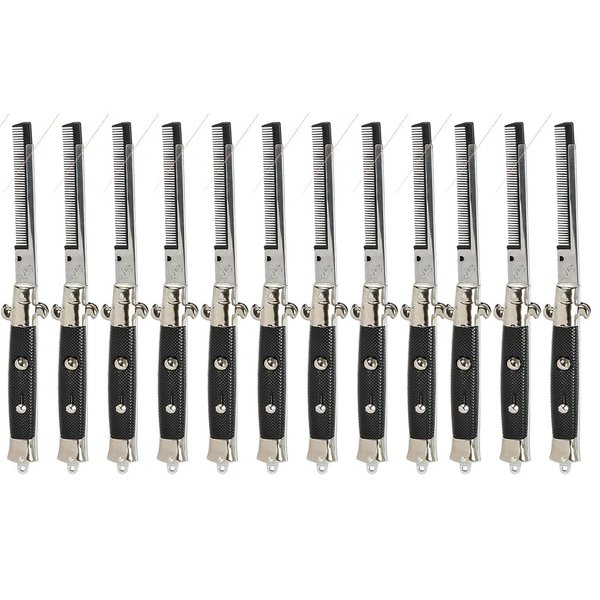 Set of 12 Switchblade Combs - Fun Novelty Pocket Knife Comb - Retro Toy Gag Gift Funny Boys (BULK - SET of 12 Combs (1 Dozen))