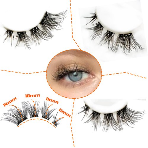 False Eyelashes Cluster Lashes Natural Look C Curl 6-16mm Wispy Eyelash Extensions Clear Band Cat Eye Lashes Clusters Strip Lashes Pack 10 Pairs by TIMELABS