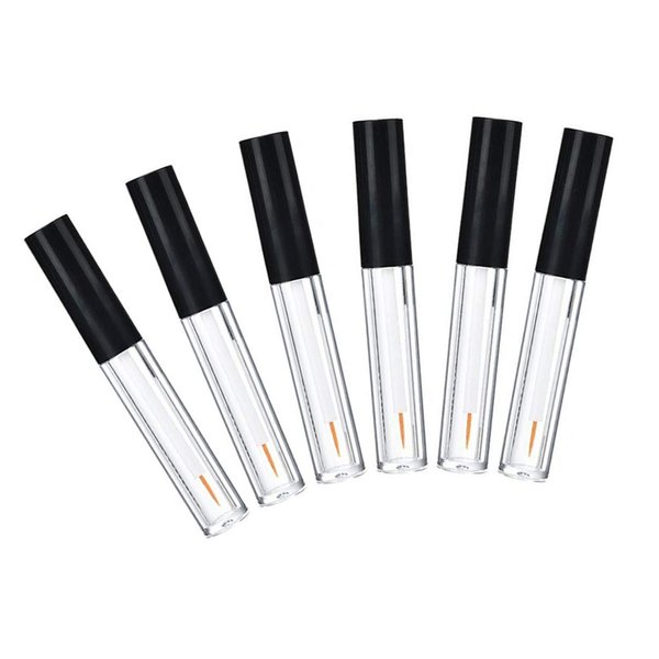 6Pcs 2ML Empty Clear Plastic Eyeliner Tube Container Mascara Bottles Makeup Eyelashes Tube Eyeliner Vials with Rubber Plug and Black Lid Eyelash Growth Oil Storage Holder Eye Gloss Liquid Tube