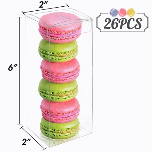 VGOODALL 26 PCS Clear Gift Boxes Plastic Favor Boxes Transparent Cube Boxes PET Boxes for Wedding, Easter Party, Baby Shower, Bridal Shower 2x2x6inch