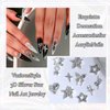 Star Nail Charms 3D Nail Gems Rhinestone Silver Star Shape Shiny Nail Jewelry Charm Acrylic Nail Crystal Diamond Rhinestone Nail Art Accessories for Women Girls DIY Crafts Nail Art Supplies Decoration