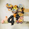 Construction 4th Birthday Party Decorations, 9pcs Construction Birthday Number Foil Balloon for Construction Trucks 4th Birthday Construction Theme Party Supplies (4th)