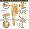 Hair Brush Set for Women & Men, Natural Bamboo Bristles Wet Dry Flat Paddle Detangling Bamboo Brushes Fit All Types Hair, Brush Cleaner Tool included - 3 Pack