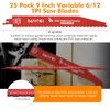 25 Pack 9 Inch 6/12 Tpi Reciprocating Saw Blades for Wood and Nail-Embedded Wood Cutting, Bi-Metal Sawzall Blades with Non-Stick Coated for Less Heat and Friction