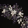 Xerling Vintage Hair Comb Brides Wedding Purple Crystal Hair Accessory Bridal Headpiece Pearl Hair Piece Jewelry (Purple)